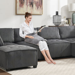UNITED WE WIN Modular Sectional Sofa U Shaped Modular Couch with Reversible Chaise Modular Sofa Sectional Couch,6- Seat Convertible Sofa,Fit for Living Room