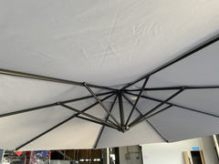 without Plastic base -10ft Offset Patio Umbrella - Offset Hanging Cantilever Patio Outdoor Market Umbrella Protection with Easy Tilt Adjustment and Crank for Pool Deck and Garden (Gray)