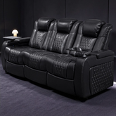 86.6"Power Recliner 3 PC Made WithTop-Grain Nappa,Fully Adjustable Relaxation,Smart Charging,Dynamic RGB LED Lighting,BLACK
