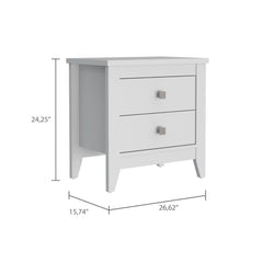 Amara Nightstand , End Table, Side Table Two Shelves, Four Legs -White