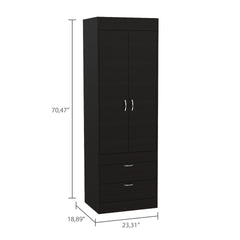 Lisboa Armoire, Rod, Double Door, Two Drawers, Metal Handles