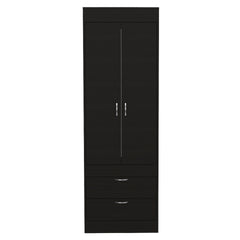 Lisboa Armoire, Rod, Double Door, Two Drawers, Metal Handles