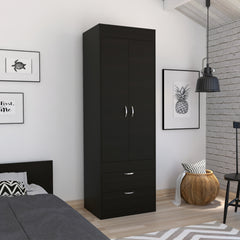 Lisboa Armoire, Rod, Double Door, Two Drawers, Metal Handles