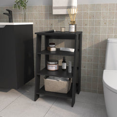 Bathbi 30" High 4-Tier Ladder Shelf Organizer for Bathroom, Side Table, Living room in Black