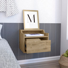 Busan Modern Floating Nightstand , End Table, Side Table Single-Drawer Design with Sleek Two-Tiered Top Shelf Surfaces