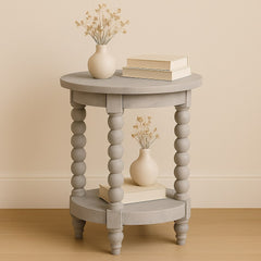 Solid Wood Ellsworth Round Side Table in Acid Wash