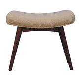 Solid Wood Honey Caramel Boucle Cream Curved Bench