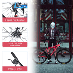 Mountain Bike for Men and Women 26 inch 24 Speed Suspension Fork KENDA Tires