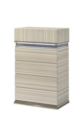 Leonor Modern Style 5 Drawer Chest made with wood and LED in Gray with clean linear detailing