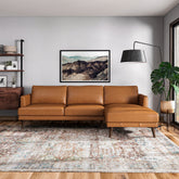 Lore L-Shaped Genuine Leather Sectional In Tan Right Facing