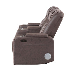 Duran Brown Power Reclining loveseat with Power Headrest, LED and Bluetooth Speaker