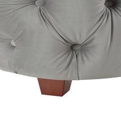 Brooklyn King Tufted Panel Bed Headboard and Footboard Set, Opal Grey Velvet