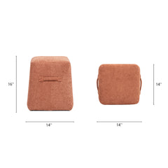 Clyde 14" Tapered Square Upholstered Ottoman, Spice Orange