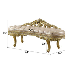 Cabriole Light Gold Synthetic Leather & Gold Finish Bench