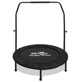 DOUBLE FISH High-Quality Adjustable Foam Handle 1 Mini Trampoline 48" - Supports Up To 400lbs, Black Rectangular Fitness Rebounder For Adults - Ideal For Indoor & Outdoor Workouts