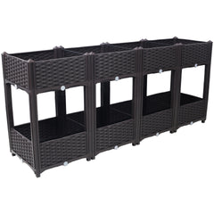 Planter Raised Beds - Elevated Planter Garden Box with Drainage Plug Raised Garden Beds for Vegetable/Flower/Herb Outdoor Standing Planter Beds Gardening Kit,Brown,63"x15.7"x27.7"
