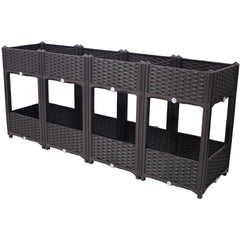 Planter Raised Beds - Elevated Planter Garden Box with Drainage Plug Raised Garden Beds for Vegetable/Flower/Herb Outdoor Standing Planter Beds Gardening Kit,Brown,63"x15.7"x27.7"