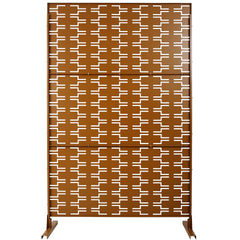 Outdoor & Indoor Privacy Screen Metal Privacy Screen 76" H×48" W, Freestanding Decorative Privacy Screen for Deck Balcony Patio, Privacy Fence Panels for Outside Lawn Garden PS112 BROWN