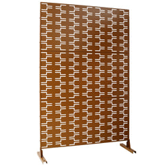 Outdoor & Indoor Privacy Screen Metal Privacy Screen 76" H×48" W, Freestanding Decorative Privacy Screen for Deck Balcony Patio, Privacy Fence Panels for Outside Lawn Garden PS112 BROWN