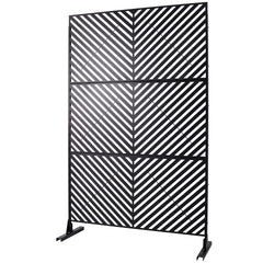 Outdoor & Indoor Privacy Screen Metal Privacy Screen 76" H×48" W, Freestanding Decorative Privacy Screen for Deck Balcony Patio, Privacy Fence Panels for Outside Lawn Garden PS113 BLACK