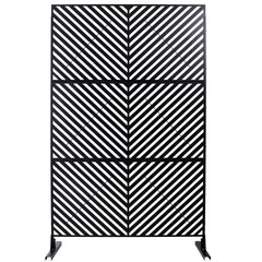 Outdoor & Indoor Privacy Screen Metal Privacy Screen 76" H×48" W, Freestanding Decorative Privacy Screen for Deck Balcony Patio, Privacy Fence Panels for Outside Lawn Garden PS113 BLACK