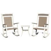 Outdoor Rocking Chairs Set of 3, Durable HDPE Patio Oversized Rockers for Adults, Wicker Rocking Chair with 380lbs Support, Weather-Resistant