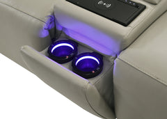 Jayke Top Grain Leather Match Power Motion Sectional Sofa, with Reading Lamp, Cupholder with Lights, Heat& Cooling Function, Wireless Charger with Type A&C Charging Port, Power Switch with USB Port