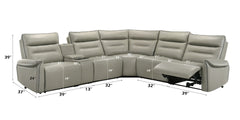 Jayke Top Grain Leather Match Power Motion Sectional Sofa, with Reading Lamp, Cupholder with Lights, Heat& Cooling Function, Wireless Charger with Type A&C Charging Port, Power Switch with USB Port