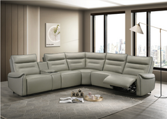 Jayke Top Grain Leather Match Power Motion Sectional Sofa, with Reading Lamp, Cupholder with Lights, Heat& Cooling Function, Wireless Charger with Type A&C Charging Port, Power Switch with USB Port