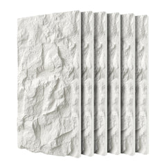 3D Faux Stone Wall Panels, 6 PCS PU Wainscoting Panel for Interior Wall Decor, Flame-resistant & Lightweight & Waterproof , for TV Wall, Office, Living Room, 47.24" × 23.62"(Rock Stone)(White Marble)