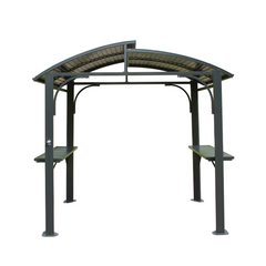 8x5FT Arc Roof, Grill Canopy for Outdoor Grill w/Double Galvanized Steel Roof and 2 Side Shelves, BBQ Gazebo Grill Tent for Patio Garden Backyard, Grey