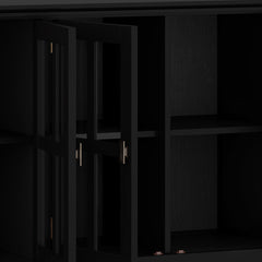 Artisan 66 inch Wide Solid Wood Wide 4 Door Storage Cabinet in Black