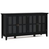 Artisan 66 inch Wide Solid Wood Wide 4 Door Storage Cabinet in Black