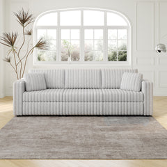 106.3" Soft Modular 3-person Sofa - Highly Comfortable & Distinctive Design. Ideal for Bedroom & Living Room. Light gray. Modern & Plush Furniture Choice