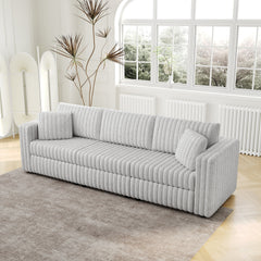 106.3" Soft Modular 3-person Sofa - Highly Comfortable & Distinctive Design. Ideal for Bedroom & Living Room. Light gray. Modern & Plush Furniture Choice