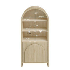 Arched Kitchen Pantry, Modern Farmhouse Wood Kitchen Storage Cabinets ,Arched Storage Display Cabinet with Adjustable Shelves, Versatile Cupboard for Kitchen, Dining Room, Living Room