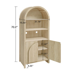 Arched Kitchen Pantry, Modern Farmhouse Wood Kitchen Storage Cabinets ,Arched Storage Display Cabinet with Adjustable Shelves, Versatile Cupboard for Kitchen, Dining Room, Living Room