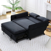 65.74-inch black letter striped fabric multi-functional sofa bed, suitable for bedrooms and living rooms. The armrests and backrests are adjustable.