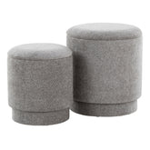 Marla Upholstered Contemporary Ottoman Set in Grey Fabric by LumiSource