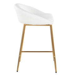 Matisse Glam 26" Counter Stool with Gold Metal Frame and White Faux Leather by LumiSource - Set of 2