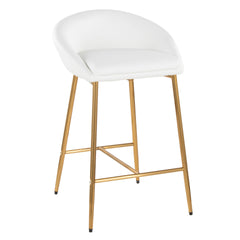 Matisse Glam 26" Counter Stool with Gold Metal Frame and White Faux Leather by LumiSource - Set of 2