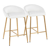 Matisse Glam 26" Counter Stool with Gold Metal Frame and White Faux Leather by LumiSource - Set of 2