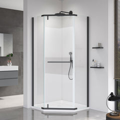 Pivot shower door, with 1/4" (6MM) tempered glass for Bathroom Shower Door--36*36*72 INCH-- Matte Black---(NO INCLUDED Neo-Angle Shower Base )