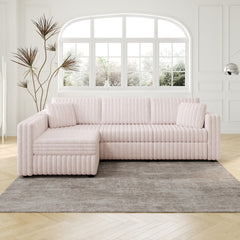 106.3" Soft L-shaped 4-Person Sofa. Comfortable & Stylish. Matches Bedroom & Living Room.Light Pink.Modern plush furniture. Modular design for versatility. L-shape offers unique style