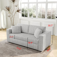 75.6" Soft Modular 2-person Sofa - Highly Comfortable with Distinctive Design. Perfect for Bedroom & Living Room. Light gray. Modern & Plush Furniture Choice.