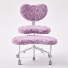 Artificial rabbit hair Meditation Chair Plus, Cross Legged Chair with Wheels, ADHD Chair, Criss Cross Desk Chair with Lumbar Support and Adjustable Stool, Flexible Design for Fidgety Sitters, Violet