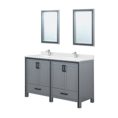 Dark Grey Double Bath Vanity 72 in. W x 22 in. D, Cultured Marble Top, Faucet Set and 30 in. Mirrors