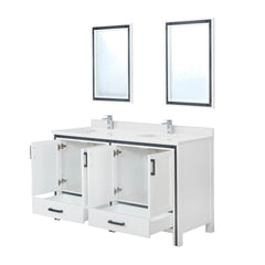 White Double Bath Vanity 60 in. W x 22 in. D, Cultured Marble Top, Faucet Set and 22 in. Mirrors