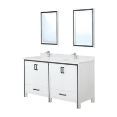 White Double Bath Vanity 60 in. W x 22 in. D, Cultured Marble Top, Faucet Set and 22 in. Mirrors