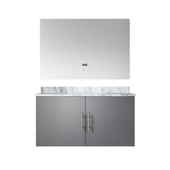 Dark Grey Bath Vanity 36 in. W x 22 in. D, Carrara Marble Top, and 36 in. LED Mirror